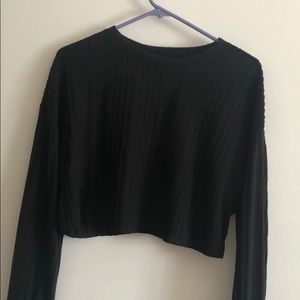 black cropped knit top